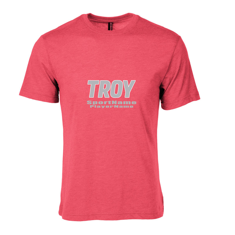 Men's Triblend T-Shirt - Red Heather - Logo Text Drop